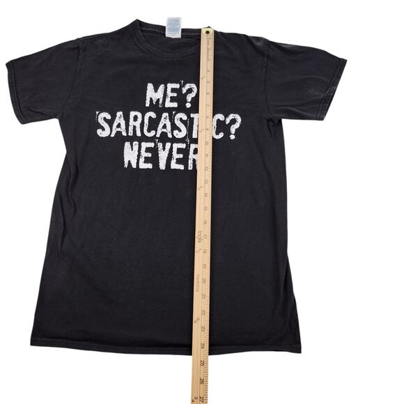 Sarcastic Never Shirt Womens Small Black White Graphic Funny Grunge Punk Casual - Picture 9 of 10